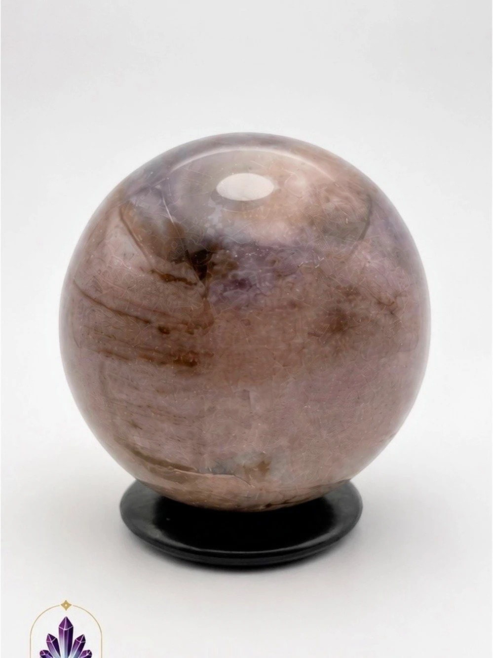 Purple Fluorite Crystal Sphere 2.5” Polished Lavender Gray Natural Stone